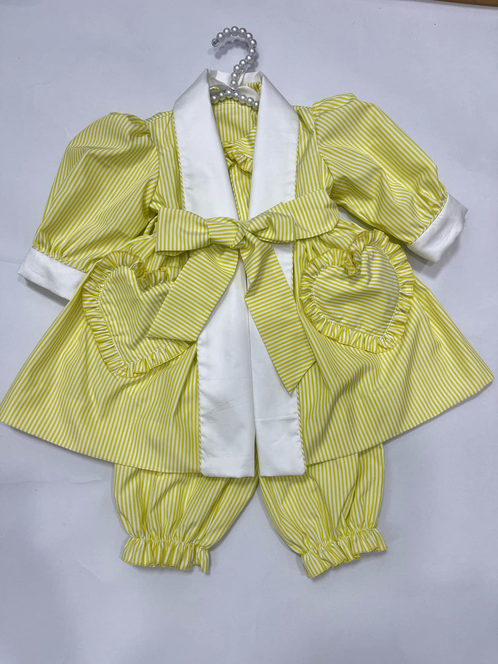 Girls’ Yellow Stripe Pyjama Set 💛✨
