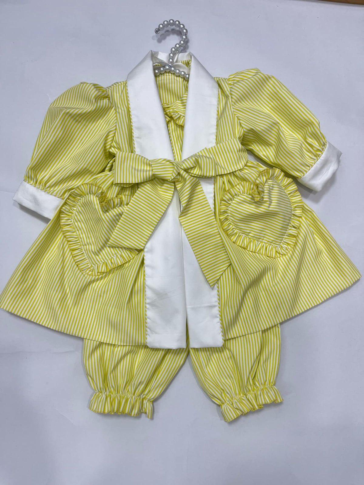 Girls’ Yellow Stripe Pyjama Set 💛✨