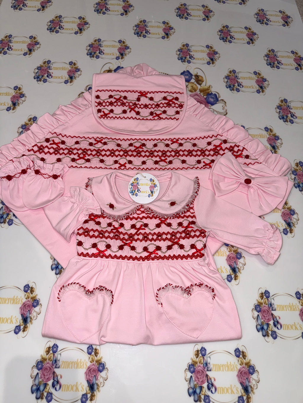 The Rosalie Heart Smocked Baby Set 🎀❤️