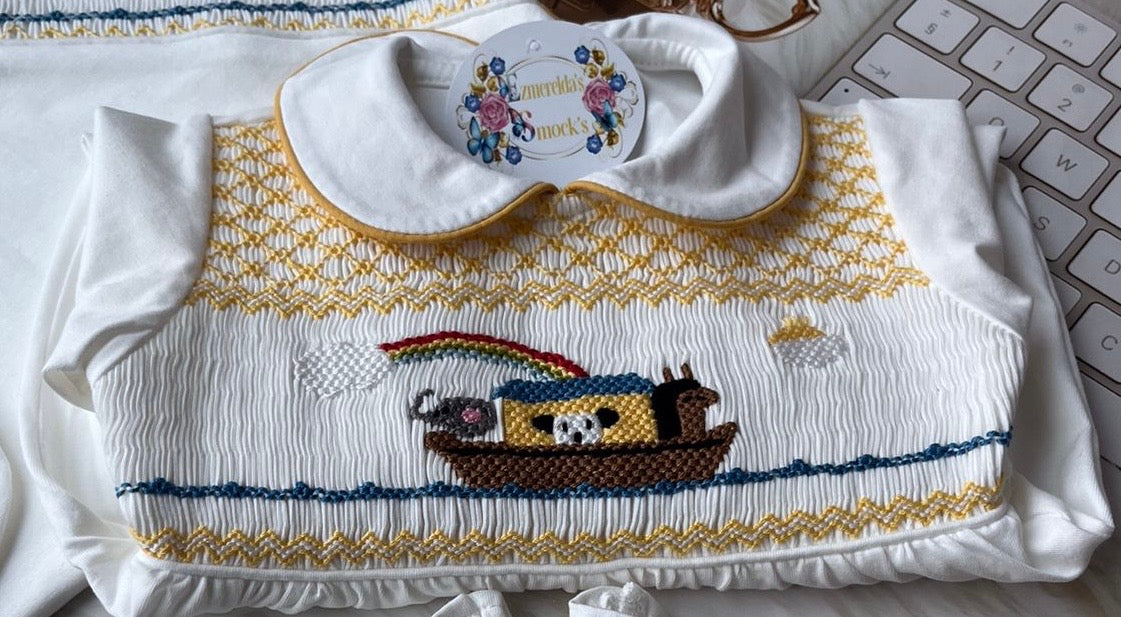 🌈Noah’s Ark Smocked Baby Grow🌈