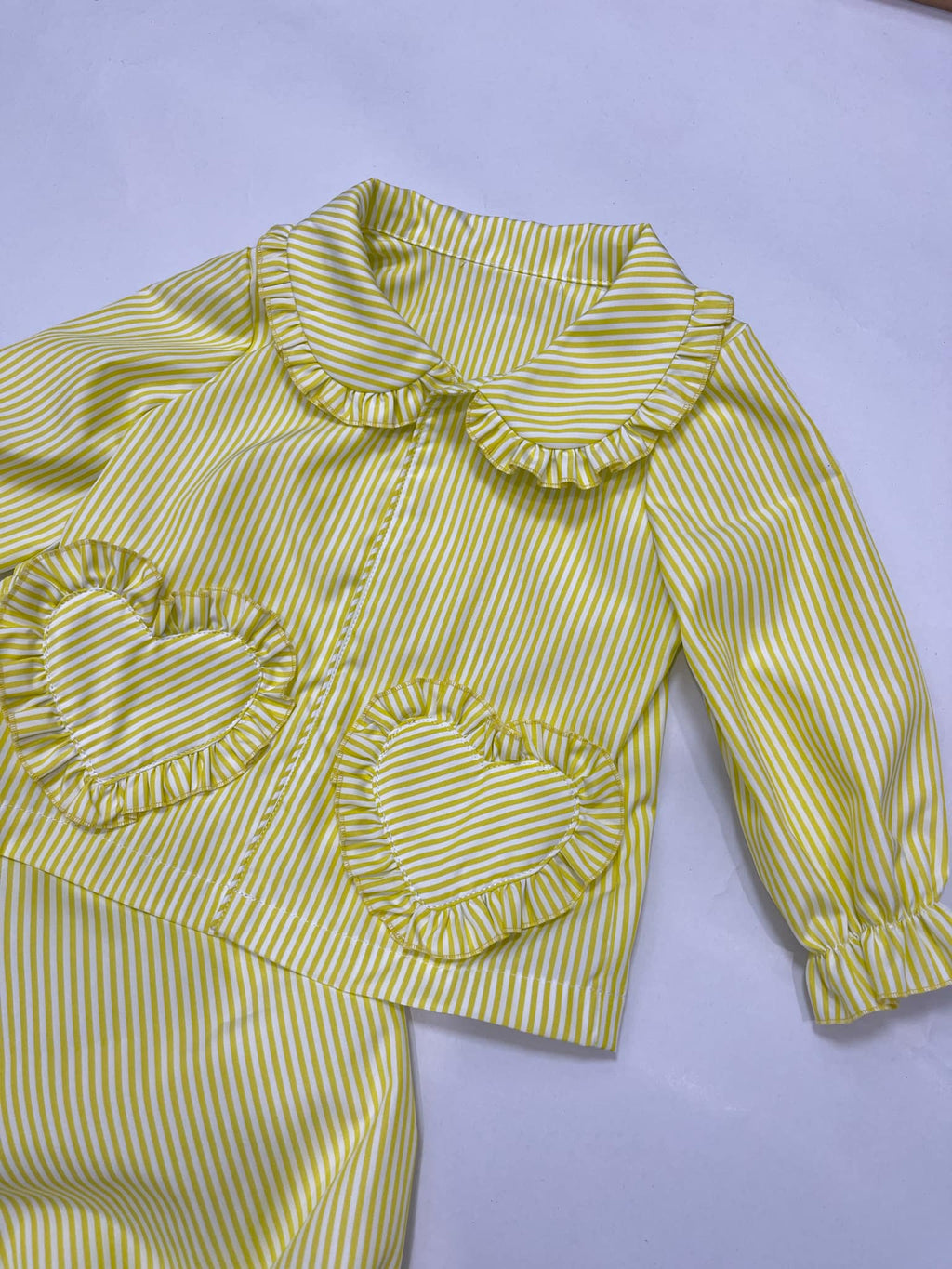 Girls’ Yellow Stripe Pyjama Set 💛✨