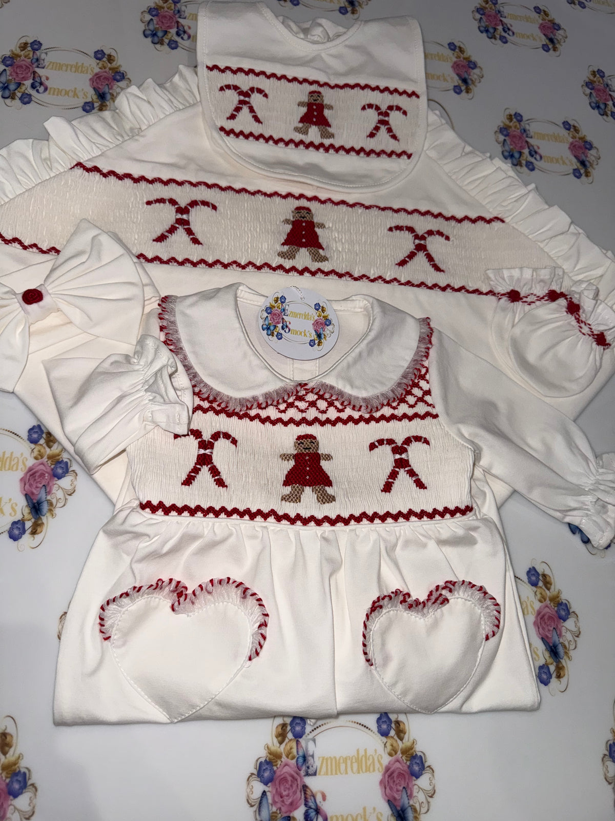 The Gingerbread Christmas Smocked Baby Set 🎄❤️