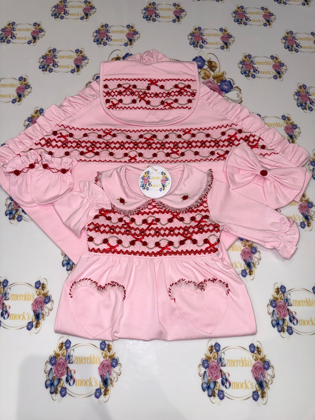The Rosalie Heart Smocked Baby Set 🎀❤️
