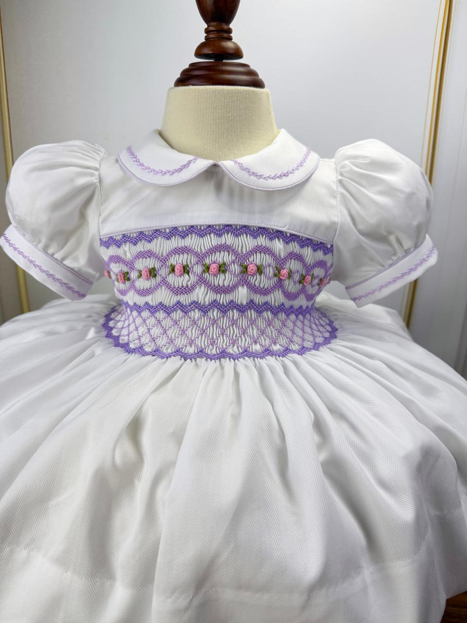 🤍 Lavender Rose Hand-Smocked Dress 🤍