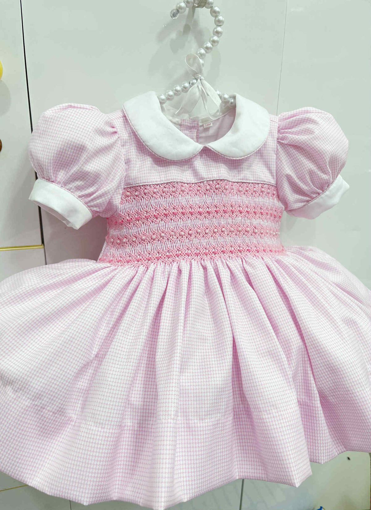 Girls’ Pink Pearl Smocked Dress 🩷✨