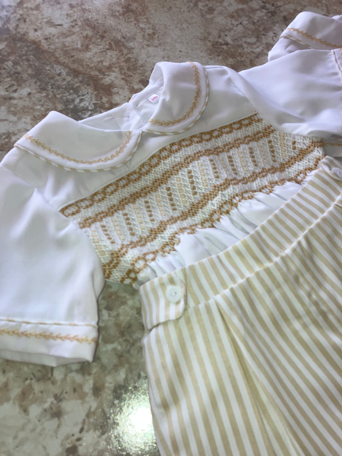 Boys’ Gold, Tan & Cream Smocked Suit 🤎✨