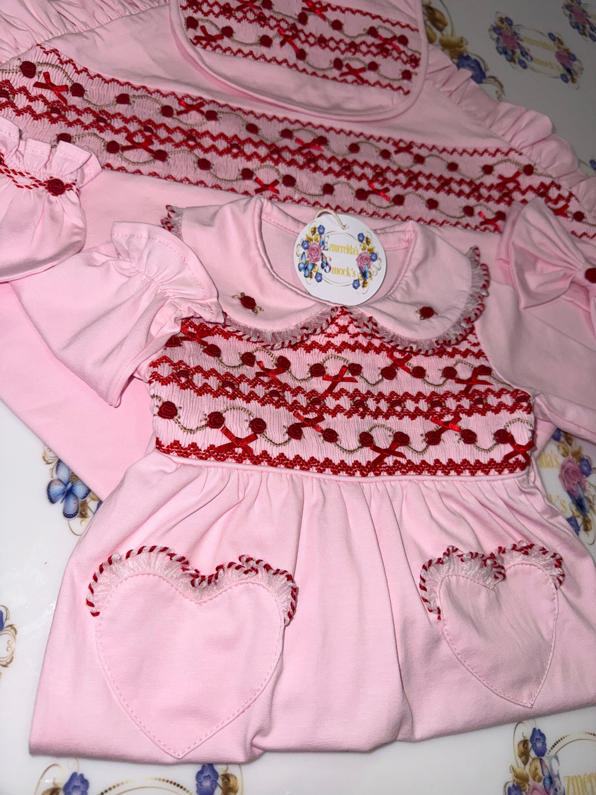 The Rosalie Heart Smocked Baby Set 🎀❤️