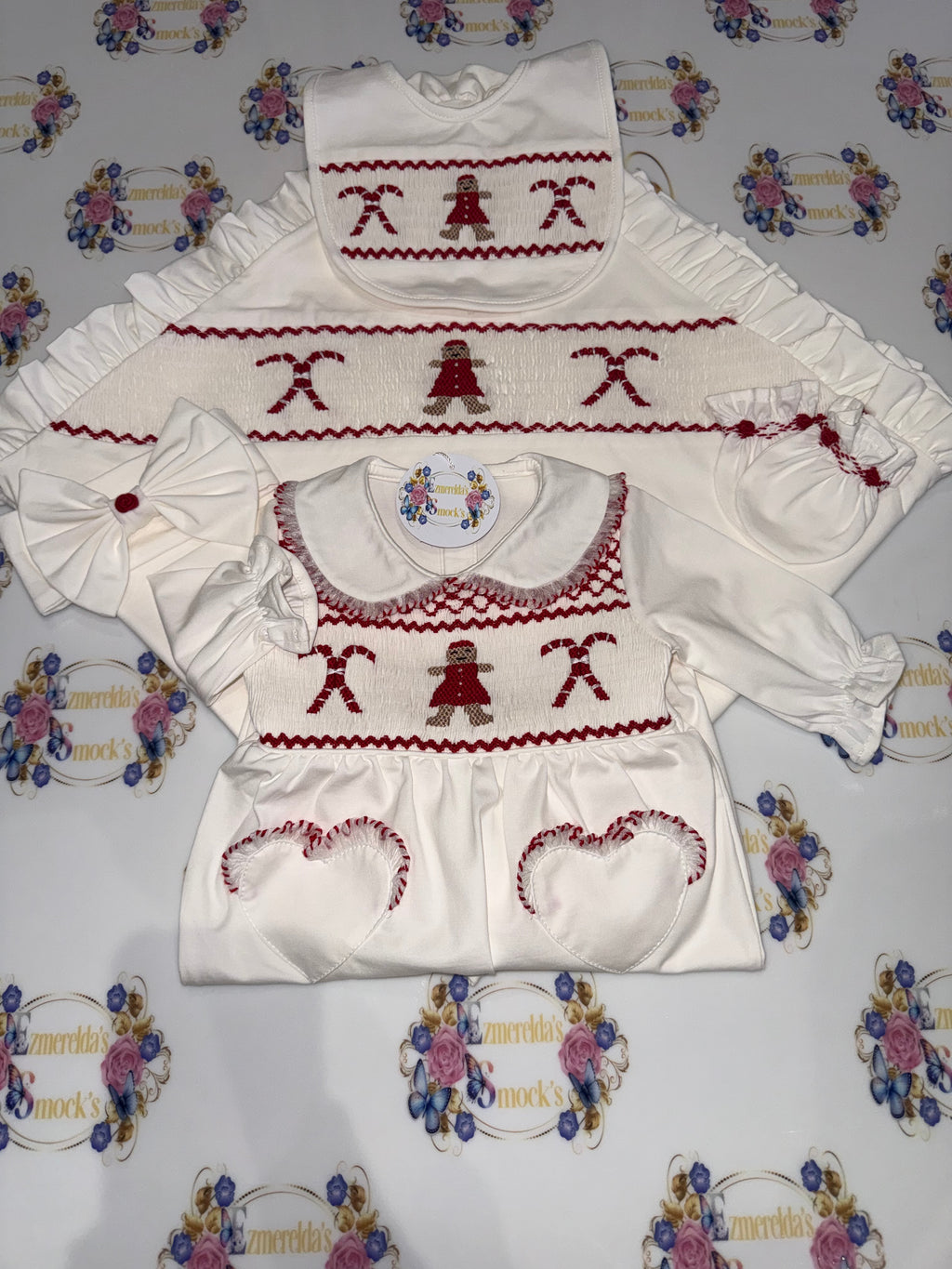 The Gingerbread Christmas Smocked Baby Set 🎄❤️