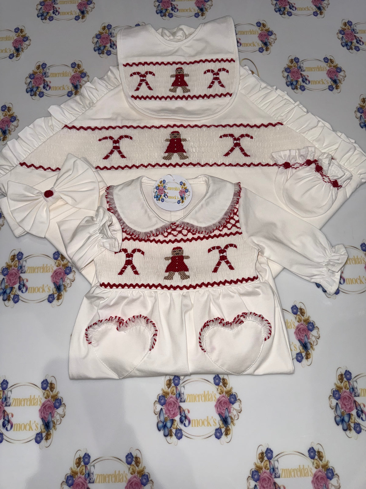 The Gingerbread Christmas Smocked Baby Set 🎄❤️