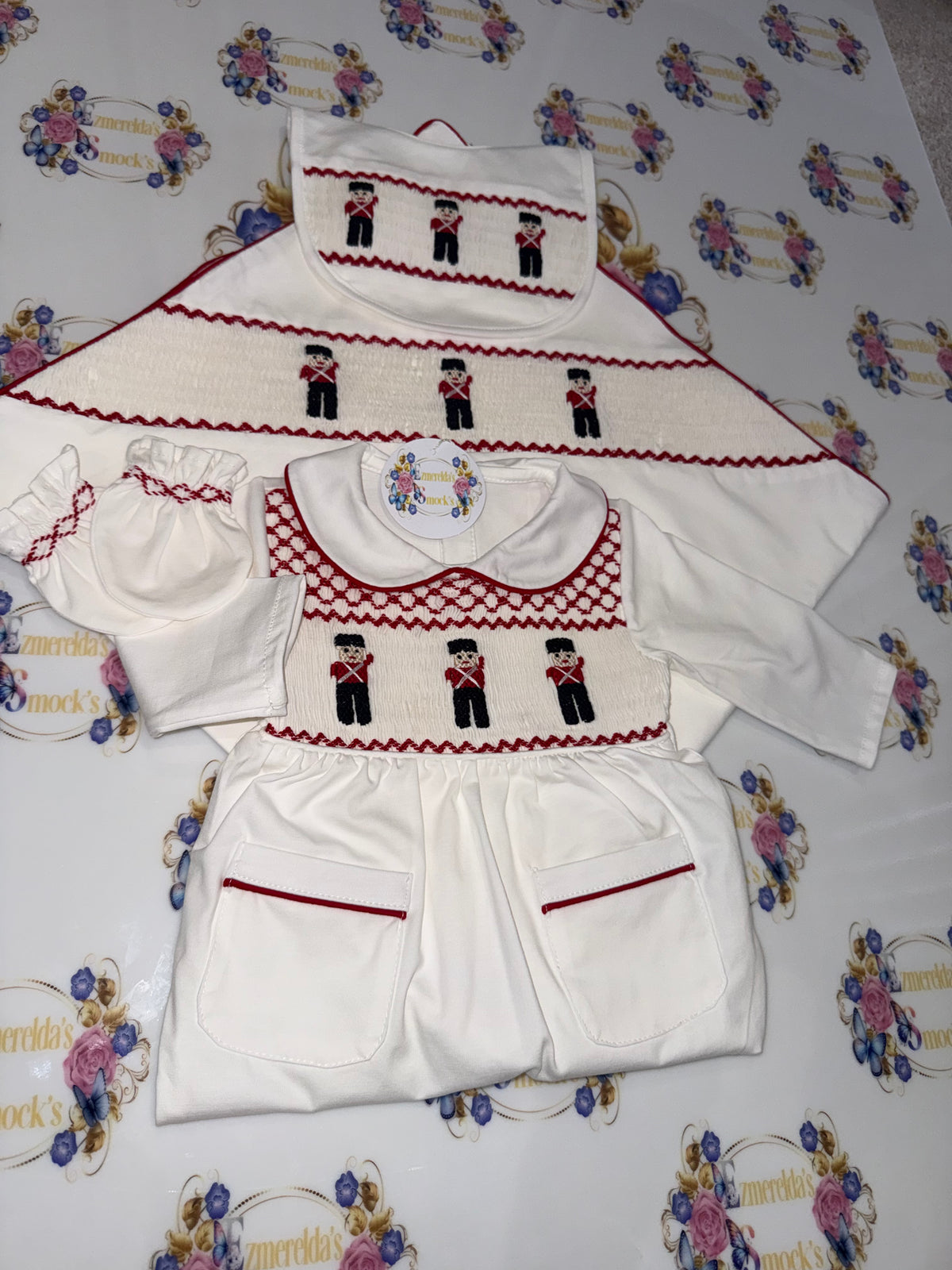 The Little Soldier Smocked Baby Set ❤️💂