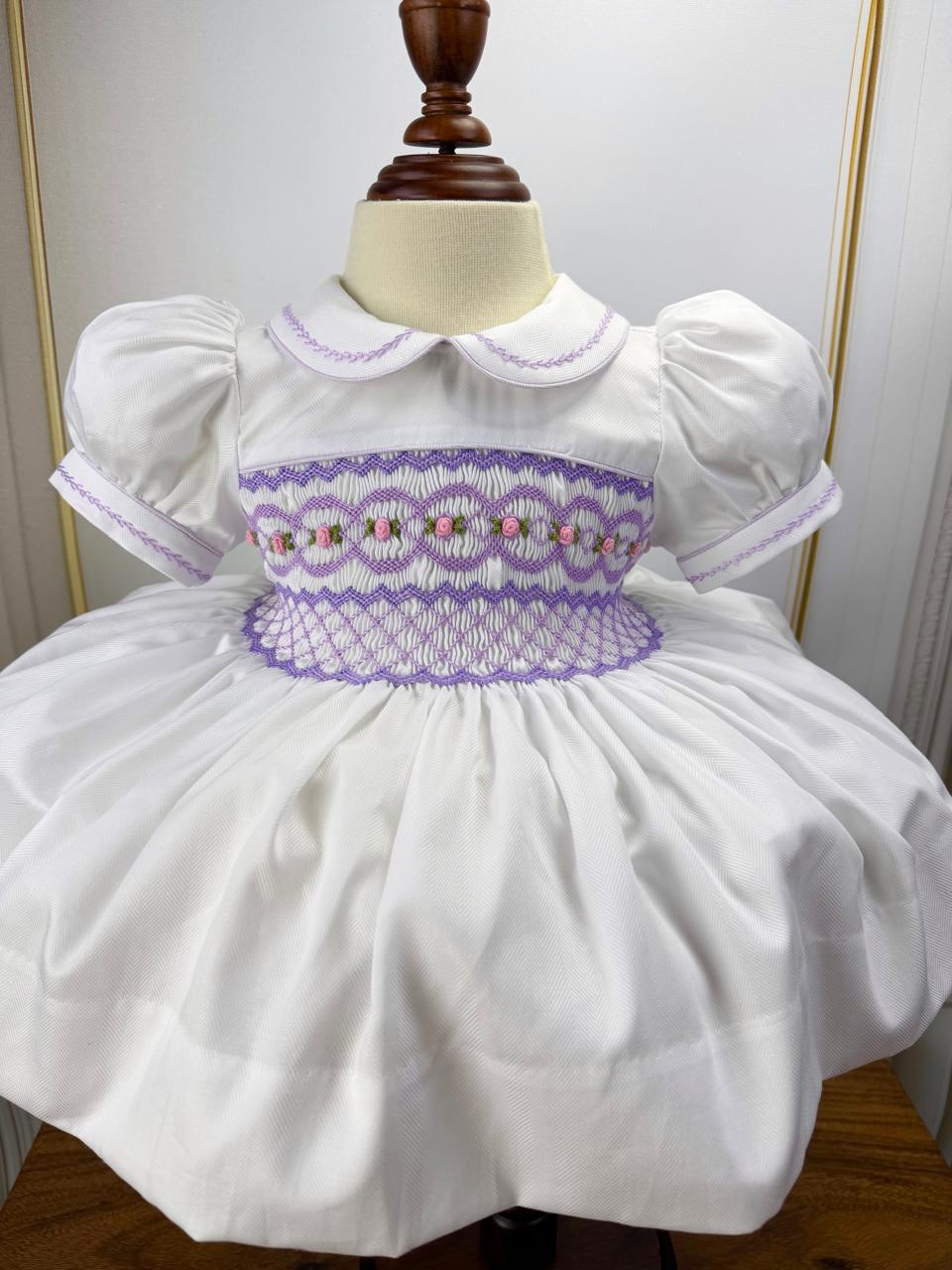 🤍 Lavender Rose Hand-Smocked Dress 🤍