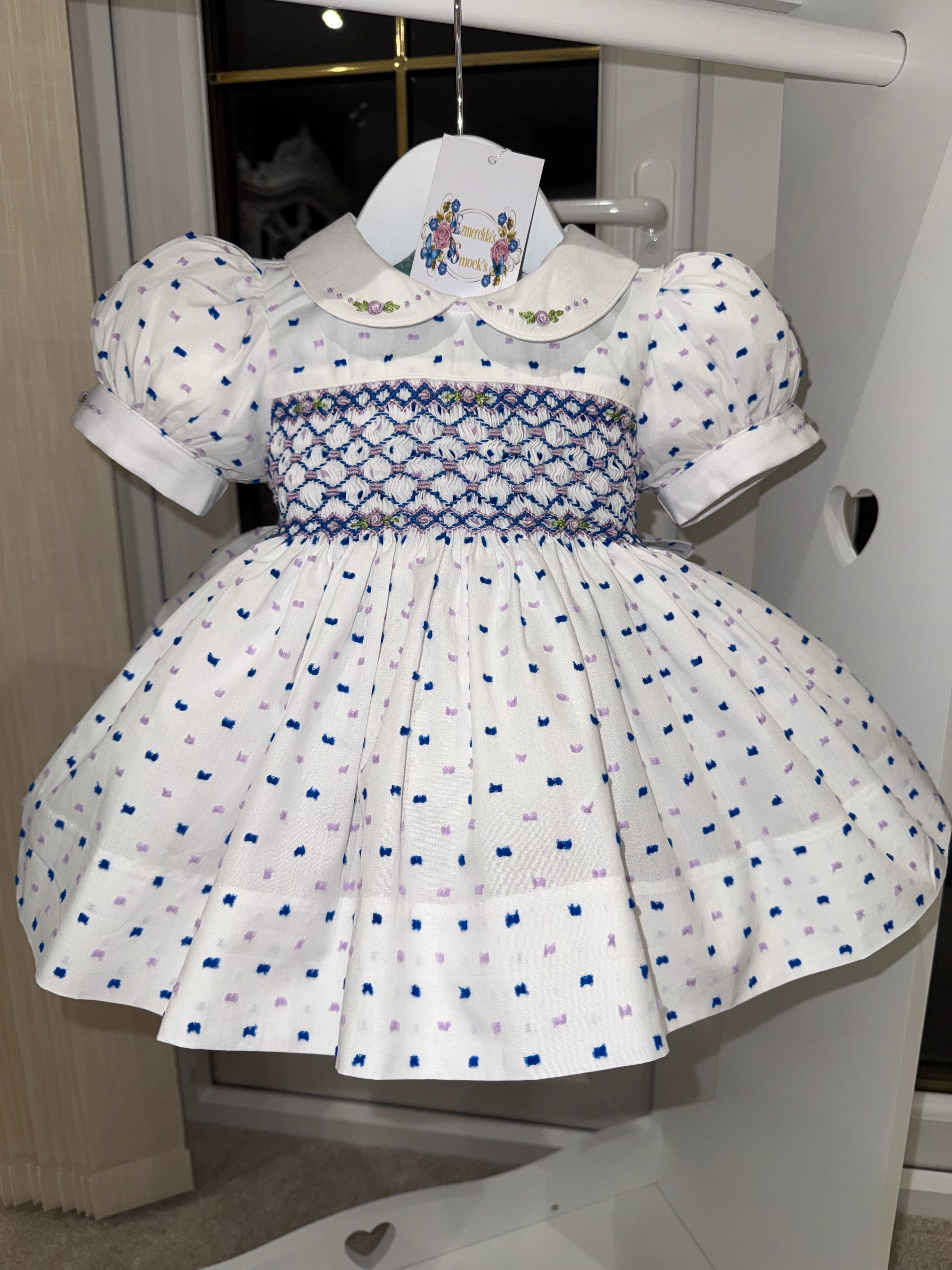 💙 Lavender Bow Hand-Smocked Dress 💙