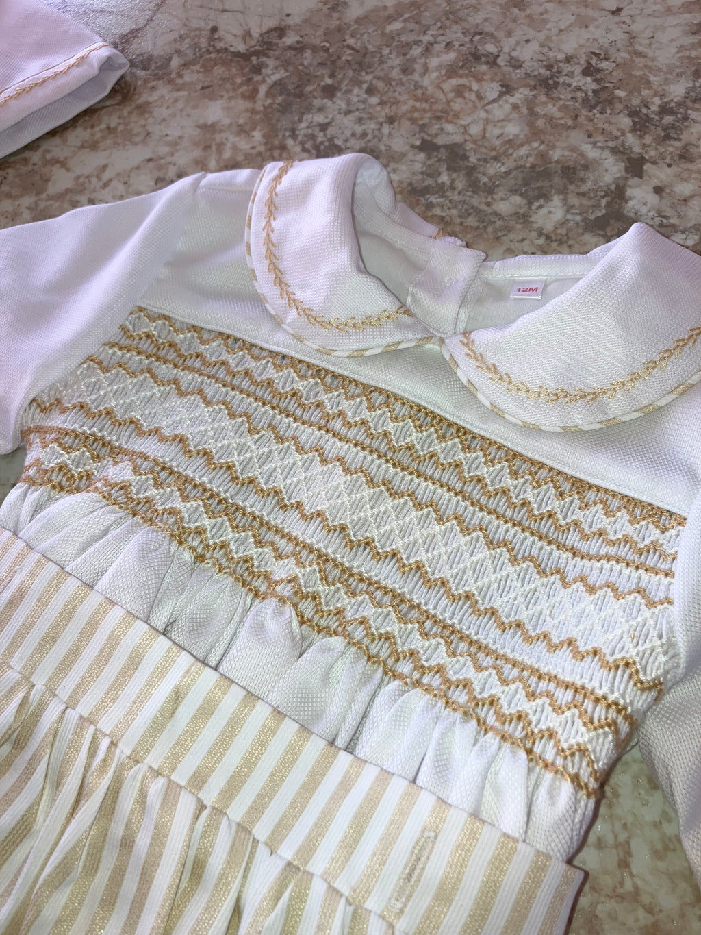 Boys’ Gold, Tan & Cream Smocked Suit 🤎✨