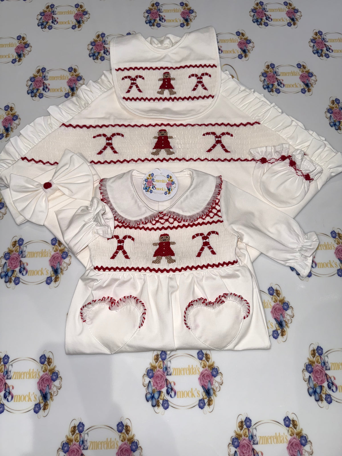 The Gingerbread Christmas Smocked Baby Set 🎄❤️
