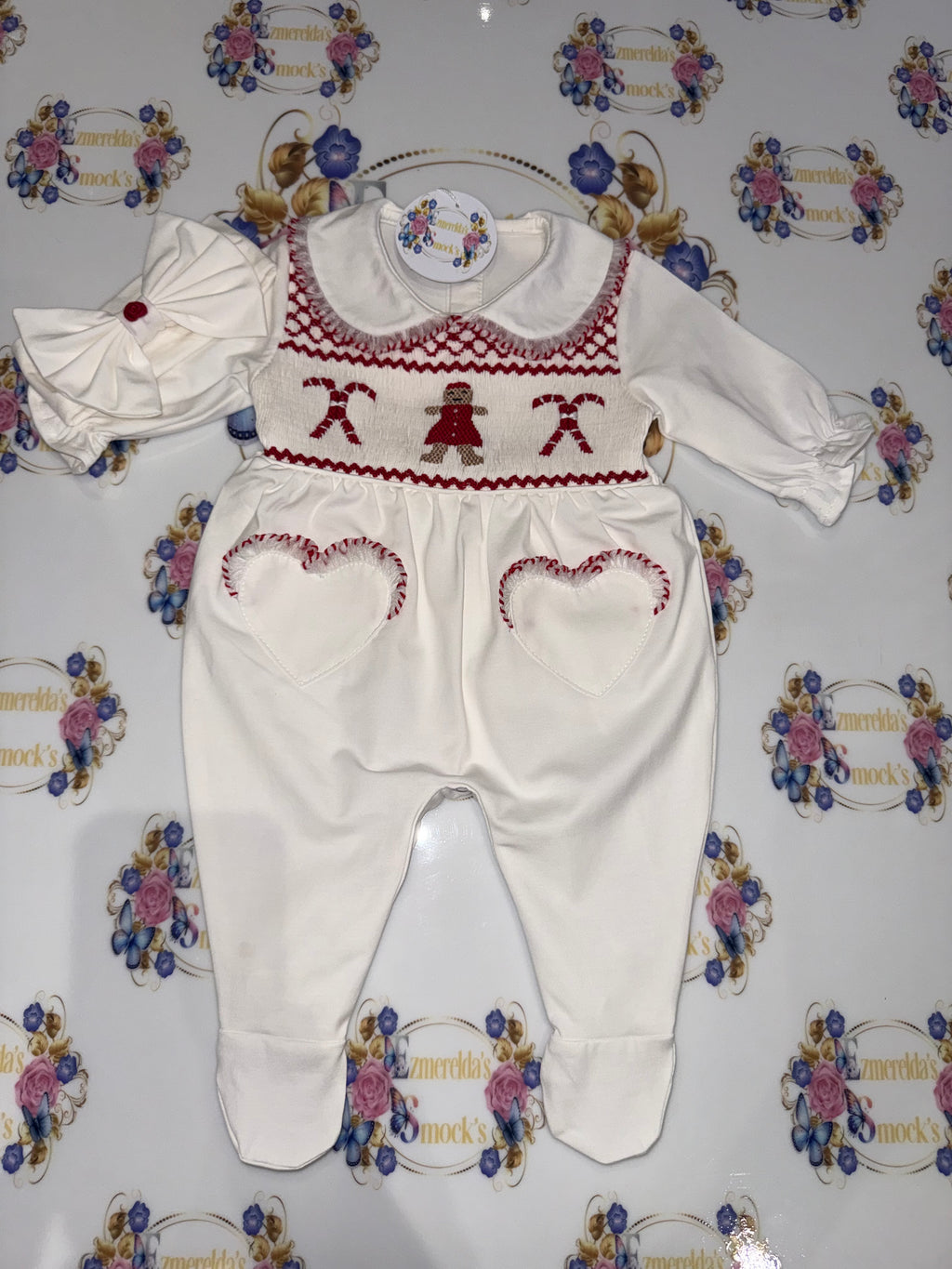 The Gingerbread Christmas Smocked Babygrow 🎄❤️